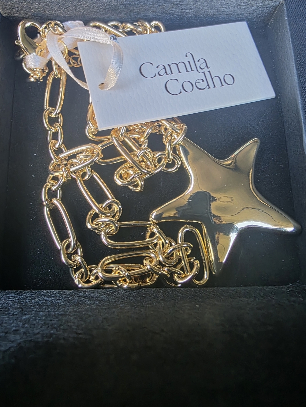 Give Yourself A Star! In Gold W/link Chain By Camila Coelho.Statement Neck Piece